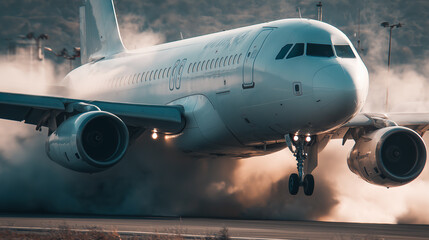 Obraz premium A hard landing means excessive impact at touchdown, causing strong vibration, stressing the system, and may lead to structural damage or economic slowdown after rapid growth.