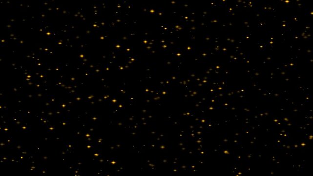 Golden sparkles confetti loop animation 3d overlay on dark background