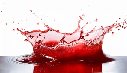 isolated splash of red fruit liquid with swirling droplets and splatters