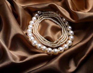 silk cloth adorned with a pearl necklace