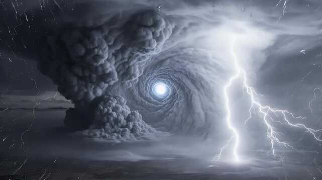Dark Storm Vortex Portal Surrounded by Lightning Storm.