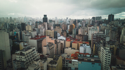 Obraz premium Aerial panoramic view of a range of building and skyscraper in São Paulo as know as concrete jungle - Brazil