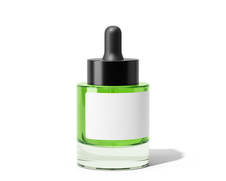 30ml Cosmetic Dropper Bottle With Blank Label Packaging Isolated On Transparent Background, Png, Prepared For Mockup, 3D Render.