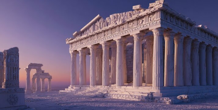 Ancient Greek Ruins at Dusk