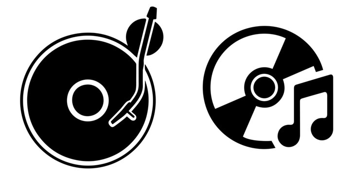 Vinyl record player illustration music turntable dj audio icon