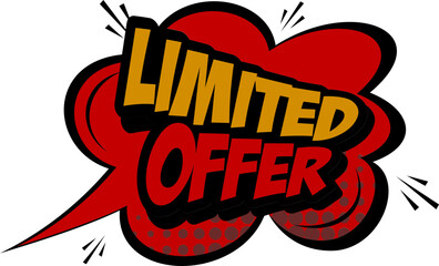 Modern limited offer sale badges icon collection in red, yellow and black colors with clock and comic style elements. Perfect for discounts, promotions and marketing banners.