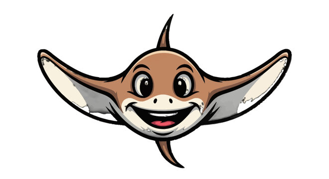 Cartoon smiling stingray head illustration.