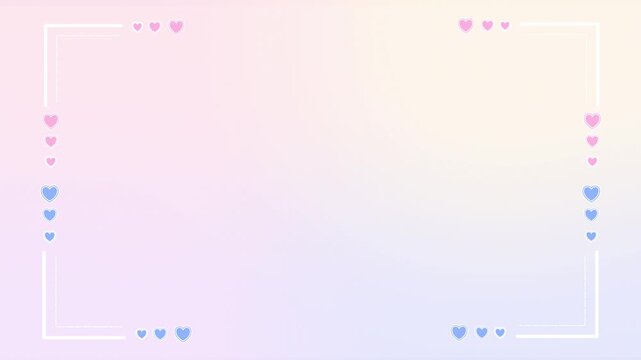 Cute Pastel Gradient Wallpaper With Lovely Heart Border Frame Decoration Video Motion Background