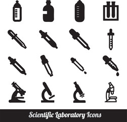 Fototapeta premium Collection of laboratory glassware for icons chemical and medical vector