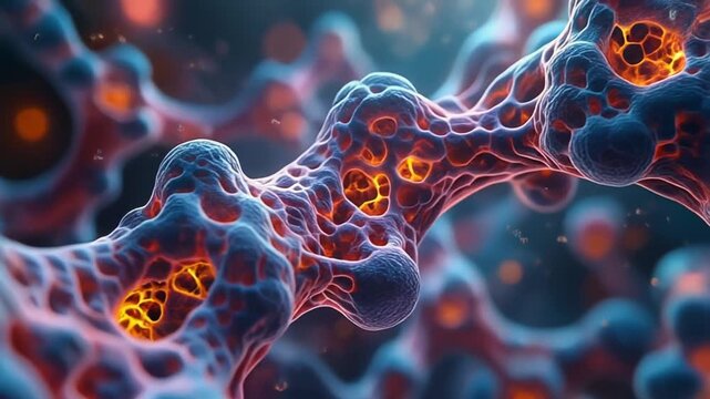 Microscopic cellular structures forming elegant patterns with intricate details, glowing textures, and a biotech luxury aesthetic, ideal for scientific, futuristic, or high-end digital visuals.