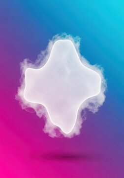 A minimalistic ethereal ghostly white shape floating in the air, designed as a template or placeholder for anonymous content or text overlay, template, conceptual design, floating