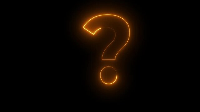 Question mark sign animation. Neon colored digital 3D big question rotating. Cyberspace questions asking doubts confusing problems.