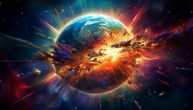 exploding earth in space