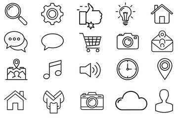 Collection of various line icons for web and mobile applications © YeasminAkther
