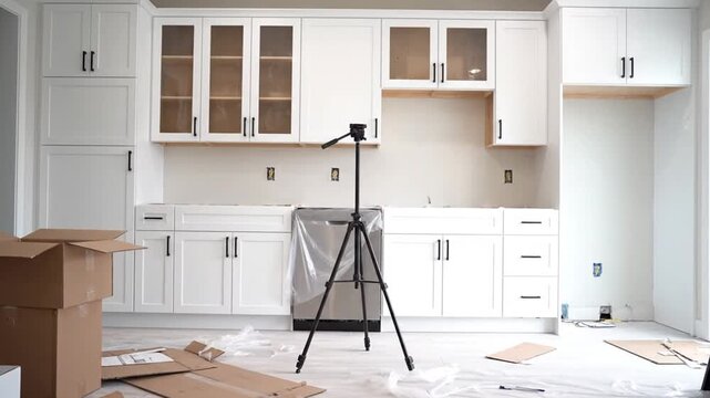 Kitchen remodel progress indoor.