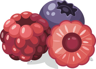 Fresh Mixed Berries Isolated on Transparent Background Organic Fruit Concept