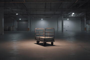 Warehouse Rolling Cart on Concrete Floor