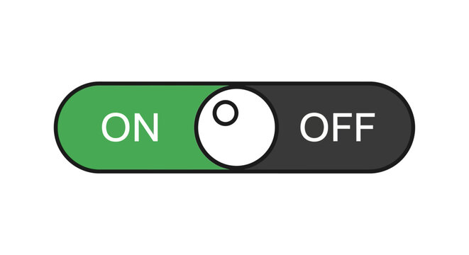 Toggle Switch ON/OFF Button, Green and Grey Slider Control, User Interface Element