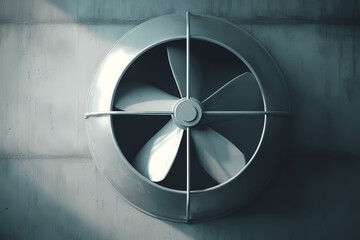 Industrial Ventilation Fan on Factory Wall