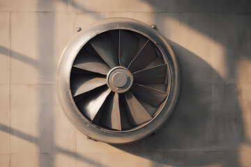 Industrial Ventilation Fan on Factory Wall