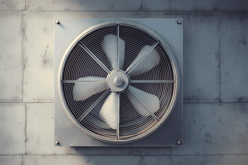 Industrial Ventilation Fan on Factory Wall