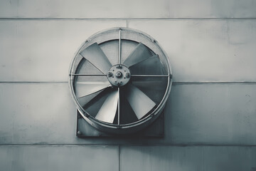 Industrial Ventilation Fan on Factory Wall