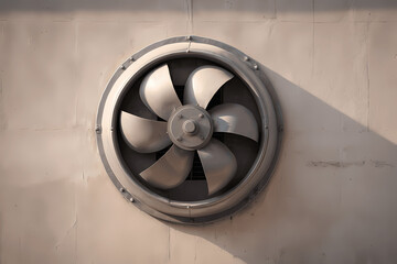 Industrial Ventilation Fan on Factory Wall