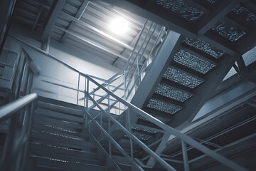 Industrial Metal Staircase from Below