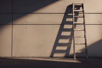 Metal Ladder Against Warehouse Wall