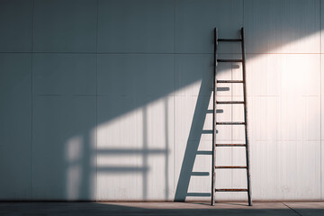 Metal Ladder Against Warehouse Wall