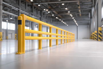 Metal Safety Barrier in Factory Hall