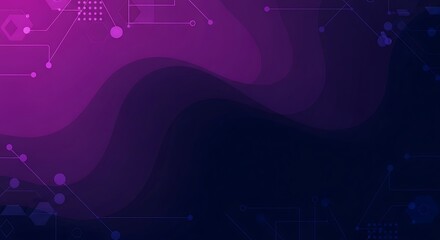 Abstract dark purple and violet wavy background with glowing star particles for dreamy cosmic and feminine technology branding designs