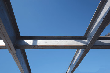 Industrial Steel Beam Structure Against Sky