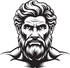 Illustration of bearded man with angry face