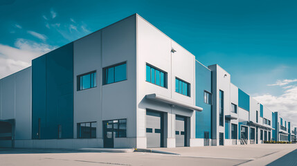 Modern Warehouse Exterior with Large Windows