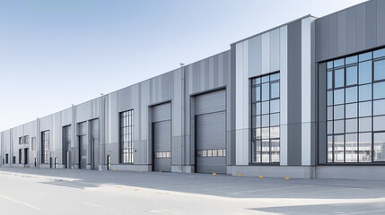 Modern Warehouse Exterior with Large Windows