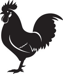 Black Rooster Silhouette Icon - Minimalist Chicken Vector Graphic on Transparent Background © RAJ DESIGN STUDIO