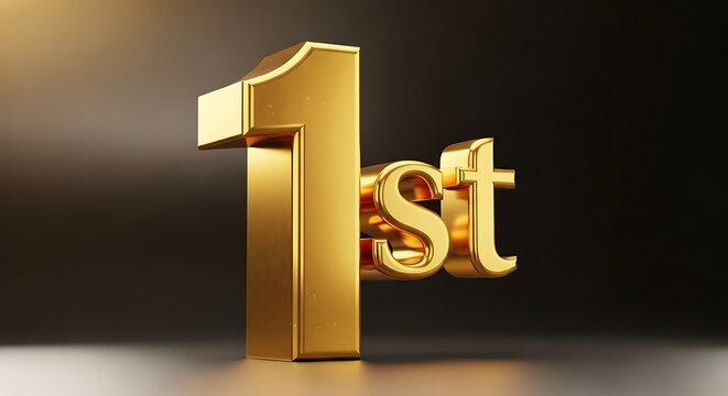Shiny golden number one with st suffix stands prominently.