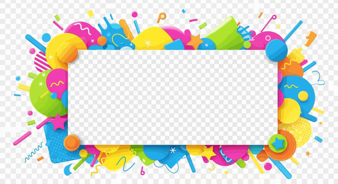 Colorful happy birthday card illustration with a decorative vector frame border and festive celebration pattern design featuring copy space for a party invitation or gift wallpaper