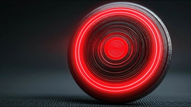 Glowing Red Concentric Radar Disc Representing Dynamic Earnings Projection Modeling.
