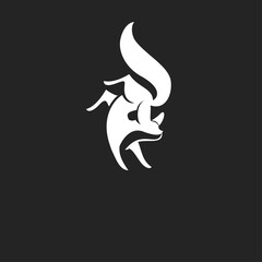 Obraz premium Modern White Stylized Rhinoceros Head Logo Design on Dark Background