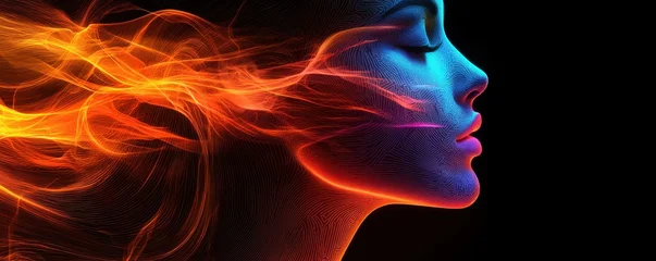 Vibrant female profile with flowing colorful energy lines © Art_You