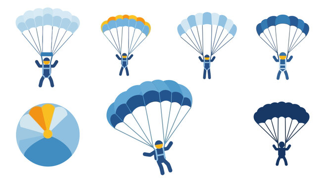 Parachuting icons set. Skydiving sport concept.