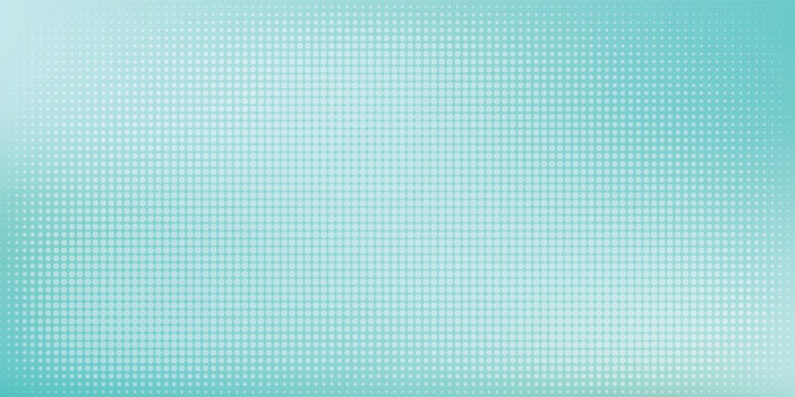 Abstract turquoise blue halftone dots pattern on vibrant gradient background.