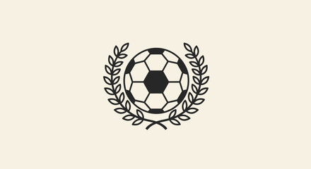 Obraz premium Soccer Ball with Laurel Wreath Emblem on Isolated White Background