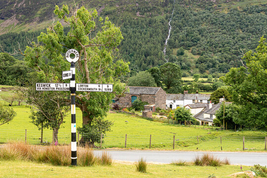The village of Buttermere in the English Lake District National Park (UNESCO World Heritage Site), Cumbria, England UK