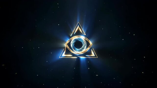 Third eye enlightenment background mystical symbol glowing light esotericism spiritual meditation copy space soul wisdom secret providence mason power vision god triangle ray future destiny truth