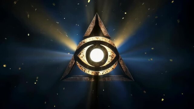 Third eye enlightenment background mystical symbol glowing light esotericism spiritual meditation copy space soul wisdom secret providence mason power vision god triangle ray future destiny truth