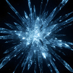 Crystalline Starburst with Sharp Blue Shards
