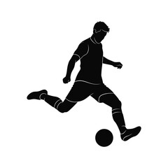 Black silhouette of a soccer player kicking a ball